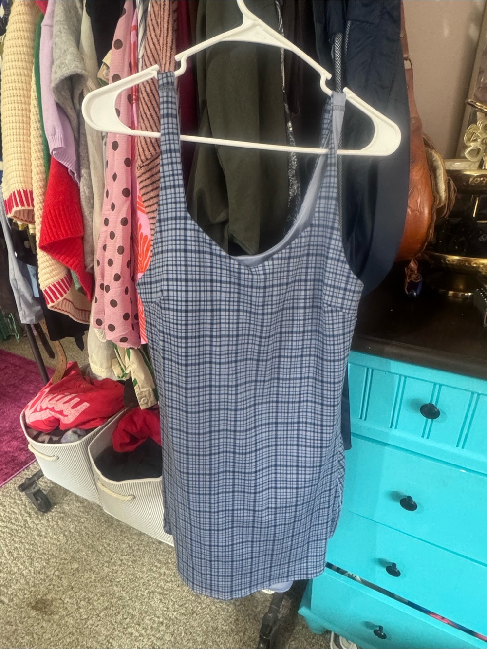 Danskin Blue Plaid Mini Athletic Dress